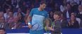 Child tennis ace takes on Federer… and scores point in seconds
