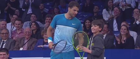 Child tennis ace takes on Federer… and scores point in seconds