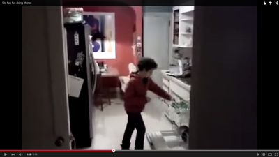 WATCH: Kid doing a (smooth) criminally good job on his chores
