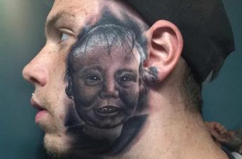 Devoted dad gets a face tattoo to commemorate son’s birth