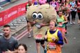 Takes balls: Mr. Testicles runs the London marathon