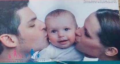 Stock photo couple are not too happy with this poster