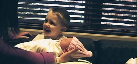WATCH: Little boy has a VERY important question for his new baby sister