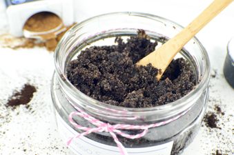 DIY coffee coconut salt body scrub