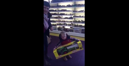 VIDEO: The Moment This 2-Year-Old Gets A New Toy Tractor Is Priceless
