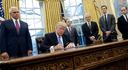 Donald Trump Signs Anti-Abortion Executive Order…Surrounded By Men