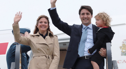 Canadian PM Justin Trudeau’s son steals the show as they arrive here