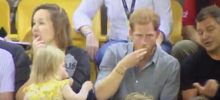 Prince Harry acts like a complete champ when a toddler steals his popcorn