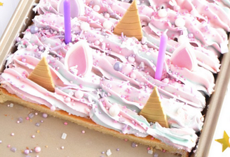 This fool-proof unicorn tray bake is pretty much what birthday party dreams are made of
