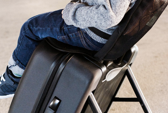 This genius suitcase transforms into a stroller for the airport