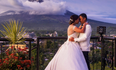 This couple took their wedding pictures in front of an erupting volcano
