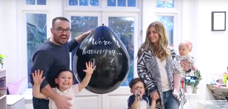 Anna and Jonathan Saccone-Joly share adorable gender reveal video
