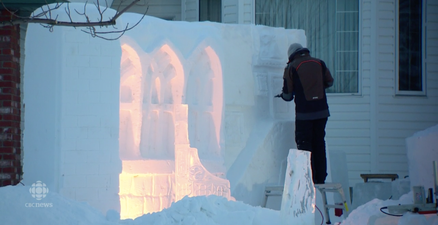 Dad carves magical Hogwarts-themed playground out of ice for his daughters