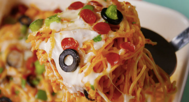 Kids will love pizza spaghetti