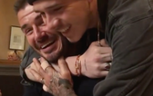 David Beckham was surprised by his son last night and it was an emotional reunion
