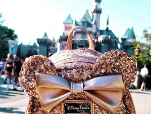 Disney have released a sparkling rose gold Minnie Mouse backpack