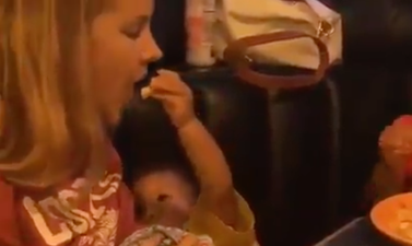This video of a toddler feeding his mum chips while she breastfeeds him is too cute