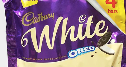 We’re drooling looking at these new white chocolate Oreo bars from Cadbury