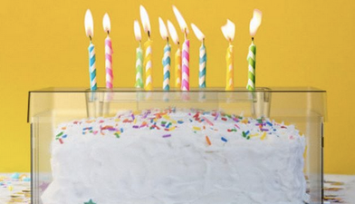 A cake shield will allow children to safely blow out candles on their birthday cake