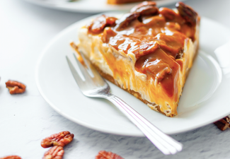 Gingerbread salted caramel pecan cheesecake is the Christmas Day dessert we all deserve