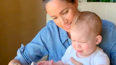 Archie Harrison has made his podcast debut – and his little voice is too cute