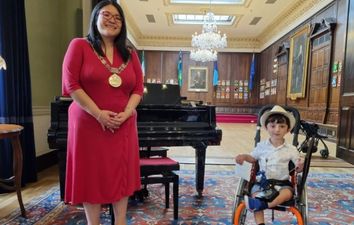 Hazel Chu awards Adam King with the Lord Mayor Youth Award