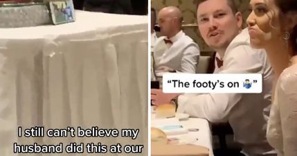 Bride left furious after catching groom watching football at their wedding