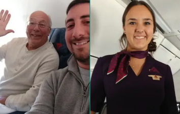 Dad books six flights to spend Christmas with flight attendant daughter during her shifts