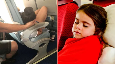 Man cradles daughter’s head for 45 minutes on flight so she can sleep